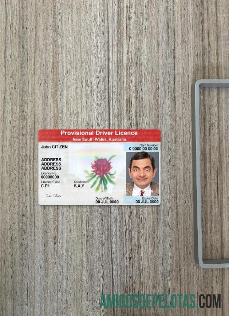 Carteira de motorista provisória da Austrália Nova Gales do Sul fotolook frente modelo